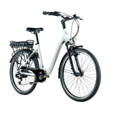 VELO ELECTRIQUE/VAE CITY 26 LEADER FOX LATONA 2024 MIXTE BLANC 7V MOTEUR ROUE AR BAFANG 36V 45Nm BATTERIE 15Ah (16,5'' - H43cm - TAILLE S - POUR ADULTE DE 158cm à 168cm)