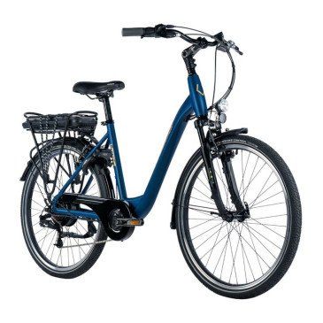 VELO ELECTRIQUE/VAE CITY 26 LEADER FOX LATONA 2024 MIXTE BLEU NUIT MAT 7V MOTEUR ROUE AR BAFANG 36V 45Nm BATTERIE 15Ah (16,5'' - H43cm - TAILLE S - POUR ADULTE DE 158cm à 168cm)