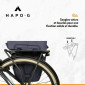 SACOCHE ARRIERE VELO DOUBLE HAPO.G 2x13,5L BLEU (35x34x13cm) - FIXATION SANGLES REGLABLES ET VELCROS SUR PORTE BAGAGE 3104889922716
