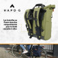 SACOCHE ARRIERE VELO HAPO.G ROLL-TOP KAKI CONVERTIBLE SAC A DOS (53x26x16cm) (VENDU A L'UNITE) 3104889922730