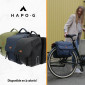 SACOCHE ARRIERE VELO DOUBLE HAPO.G 2x13,5L NOIR (35x34x13cm) - FIXATION SANGLES REGLABLES ET VELCROS SUR PORTE BAGAGE