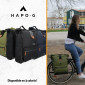 SACOCHE ARRIERE VELO DOUBLE HAPO.G ROLL-TOP 2x25L NOIR (61x33x16cm) - FIXATION VELCROS SUR PORTE BAGAGE 3104889922815