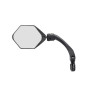 RETROVISEUR VELO GAUCHE TETE HEXAGONALE ROTATIVE, ORIENTABLE A 180° MIROIR XXL NOIR (FIXATION COLLIER)