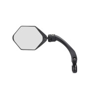 RETROVISEUR VELO GAUCHE TETE HEXAGONALE ROTATIVE, ORIENTABLE A 180° MIROIR XXL NOIR (FIXATION COLLIER) 3700256070693
