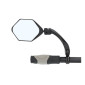 RETROVISEUR VELO GAUCHE TETE HEXAGONALE ROTATIVE, ORIENTABLE A 180° MIROIR XXL NOIR (FIXATION COLLIER)