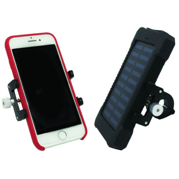 SUPPORT SMARTPHONE/TELEPHONE COOLRIDE ALU UNIVERSEL AVEC FIXATION GUIDON ET BATTERIE SOLAIRE (VENDU A L'UNITE)