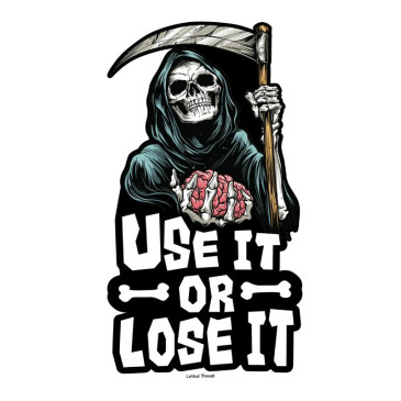 AUTOCOLLANT/STICKER LETHAL THREAT MINI USE IT OR LOOSE IT (60x80mm) 7577850031760