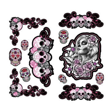 AUTOCOLLANT/STICKER LETHAL THREAT SUGAR SKULL SERIES (PLANCHE) (300x150mm)