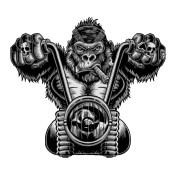 AUTOCOLLANT/STICKER LETHAL THREAT MINI GORILLA BIKER (60x80mm) 0757785002520
