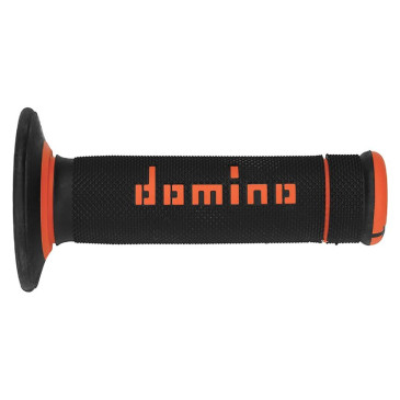 REVETEMENT POIGNEE DOMINO MOTO OFF ROAD A190 NOIR/ORANGE CLOSED END 120-123mm (PAIRE) 8033900000414