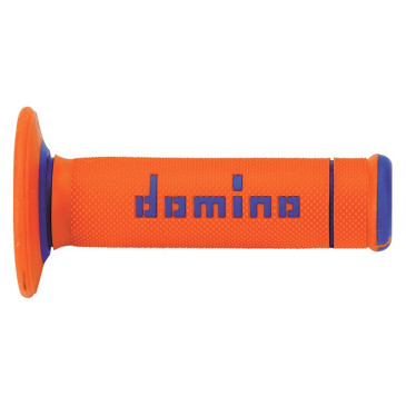 REVETEMENT POIGNEE DOMINO MOTO OFF ROAD A190 ORANGE/BLEU CLOSED END 120-123mm (PAIRE) 8033900031487