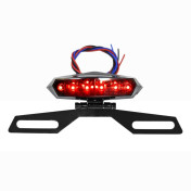 SUPPORT DE PLAQUE IMMATRICULATION AVEC FEU 50 A BOITE/MOTO AVOC LUNAR FEU UNIVERSEL A LEDS NOIR COUVERCLE FUME -HOMOLOGUE CE- 3700948268650