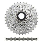 CASSETTE ET CHAINE (PACK) 9V. SUNRACE M96 11-34 VTT POUR SHIMANO NICKEL AVEC CHAINE CNM94 116 MAILLONS(LIVRE EN BOITE) (11-12-14-16-18-21-24-28-34) 8785294214457