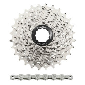 CASSETTE ET CHAINE (PACK) 10V. SUNRACE RS1 11-28 ROUTE POUR SHIMANO (NIVEAU 105) METALLIC ARGENT ET CHAINE CN10A 116 MAILLONS (LIVRE EN BOITE) (11-12-13-14-15-17-19-21-24-28) 8785294214402