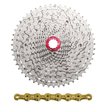CASSETTE ET CHAINE (PACK) 12V. SUNRACE MZ800 11-51 VTT COMPATIBLE SHIMANO METALLIC ARGENT AVEC CHAINE CN12Z 126 MAILLONS (LIVRE EN BOITE) (11-13-15-17-19-21-24-28-33-39-45-51) 8785294214341