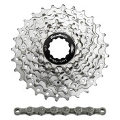 CASSETTE ET CHAINE (PACK) 9V. SUNRACE R91 11-28 ROUTE POUR SHIMANO NICKEL AVEC CHAINE CNM94 116 MAILLONS (LIVRE EN BOITE) (11,12,13,14,16,18,21,24,28) 8785294214440