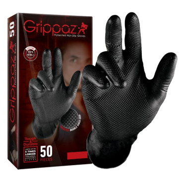 GANTS ATELIER NITRILE ECAILLES DE POISSON RESISTANT AUX PRODUITS CHIMIQUES, AUX HUILES, A L'ESSENCE NOIR T11 (XXL) (BOITE DE 25 PAIRES) 5391515867642