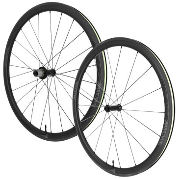 ROUES ROUTE PATIN BLOCAGE 700 MICHE RE.ACT 38 CARBONE NOIR CASSETTE SHIMANO SH 12/11/10V HAUTEUR/PROFIL 38 mm (PAIRE) - TUBELESS READY 8054757040811