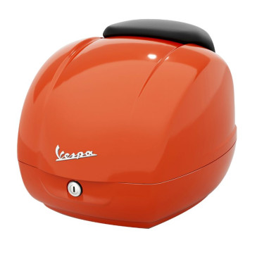 TOP-CASE 36L AVEC DOSSERET ORIGINE PIAGGIO 125-300 VESPA GTS 2022> ORANGE IMPULSIVO A11 -CM273381-