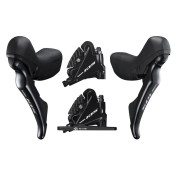 FREIN A DISQUE ROUTE HYDRAULIQUE SHIMANO 105 AVANT ET ARRIERE 11V. R7020 DOUBLE NOIR (LEVIER/MANETTE AVEC ETRIER BR-R7070+DURITE ASSEMBLE 1000mm AVANT ET 1700mm ARRIERE) (MONTAGE ATELIER) 3700948291146