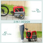 CARGO BICYCLE TRAILER- MAX LOAD 45Kg - RED - Wheels 12" - ASSEMBLY ON REAR WHEEL AXLE - FOR PETS or LUGGAGE- Both side opening - Supplied with an other arm. 3700948209158
