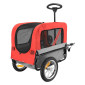 CARGO BICYCLE TRAILER- MAX LOAD 45Kg - RED - Wheels 12" - ASSEMBLY ON REAR WHEEL AXLE - FOR PETS or LUGGAGE- Both side opening - Supplied with an other arm. 3700948209158