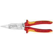PINCE MULTIFONCTION PRO KNIPEX COMPACT CHROME POUR INSTALLATION ELECTRIQUE POIGNEE ISOLEE CERTIFIEES VDE (6 FONCTIONS) (13 96 200) -MADE IN GERMANY - 4003773075110