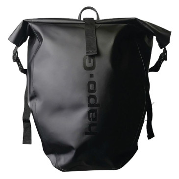 SACOCHE ARRIERE VELO LATERALE HAPO.G WATERPROOF PVC 20L NOIR (VENDU A L'UNITE) - FIXATION CROCHETS SUR PORTE BAGAGE 3104889922457