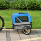 REMORQUE VELO UTILITAIRE MAXI 40Kg COLORI BLEU AVEC ROUES 12" FIXATION AXE DE ROUE ARRIERE - POUR TRANSPORT CHIEN/BAGAGE - 2 OUVERTURES (avant+arrière) + BRAS (L 63cm x l 42cm x h 47cm) 3700948289259