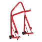 LEVE/BEQUILLE STAND MOTO P2R AVANT FIXATION SOUS TE DE FOURCHE ACIER ROUGE (HAUTEUR REGLABLE 67 à 88 cm) 3700948289266