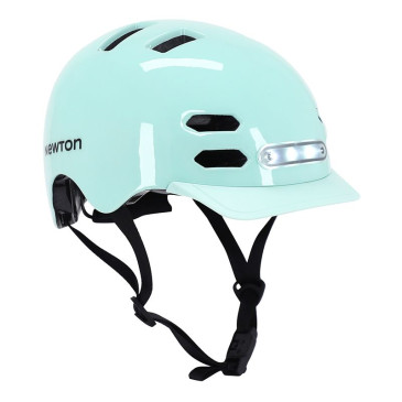 CASQUE VELO ADULTE NEWTON CITY V4 VERT PASTEL IN-MOLD AVEC ECLAIRAGE INTEGRE ET VISIERE ET LOCK TAILLE 55-58 (VENDU EN BOITE) 3700948285848