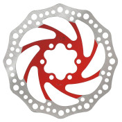 DISQUE DE FREIN TROTTINETTE 6 TROUS DIAM 140mm ARGENT/ROUGE (WAVES) -SELECTION P2R- 7427251491679