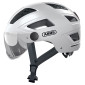 CASQUE VELO ADULTE ABUS URBAIN HYBAN 2.0 ACE BLANC POLAIRE ECLAIRAGE INTEGRE TAILLE L (56-61cm) REGLAGE MOLETTE 4003318869983