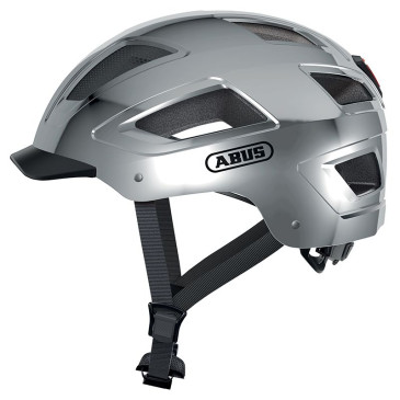 CASQUE VELO ADULTE ABUS URBAIN HYBAN 2.0 CHROME ECLAIRAGE INTEGRE TAILLE M (52-58cm) REGLAGE MOLETTE 4003318401848