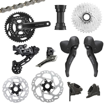 GROUPE GRAVEL SHIMANO GRX600 DISQUE NOIR 11V. 172.5 EN 46-30 CUVETTE PRESSFIT CASSETTE 11-34 (MONTAGE ATELIER) 3700948301913