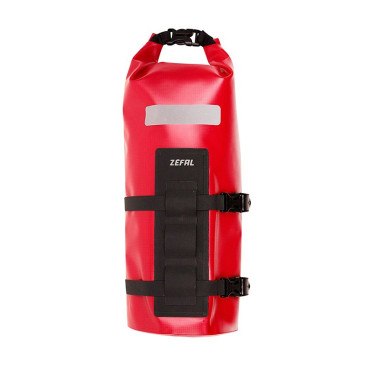 SACOCHE DE FOURCHE VELO ZEFAL Z ADVENTURE DRY BAG ROUGE ETANCHE FIXATION SANGLES AUTO-AGRIPPANTES / CLIPS (Lg28.5cm - 4LITRES) CHARGE MAXI 2.5kgs (SUPPORT FIXATION NON INCLUS REF: 199763) 3420586603148