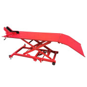 PONT/TABLE ELEVATEUR/ELEVATRICE MOTO UNIVERSEL ACIER ROUGE PLATEAU 180x60 cm HAUTEUR MINI 21 CM - HAUTEUR MAXI 71 cm (CHARGE MAXI 450 kg) 3700948219294