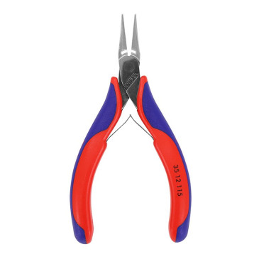PINCE DE PREHENSION BEC PLAT PRO KNIPEX DEMI RONDE 115mm CHROME AVEC POIGNEE CONFORT ROUGE/BLEU (35 12 115) -MADE IN GERMANY- 4003773035107