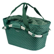 PANIER ARRIERE TOILE BASIL FLAIR 22L VERT AVEC ANSE FIXATION CLIP AUTOMATIQUE SUR PORTE BAGAGE SYSTEME MIK - Commander 157030 - (SI PAS FOURNI SUR LE VELO, Ajouter 155681) 8715019113468