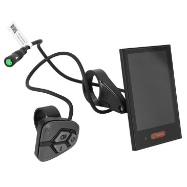 COMPTEUR / DISPLAY AVEC UNITE DE COMMANDE VAE BAFANG DP C18 UART POUR MOTEUR CENTRAL NOIR (SUPPORT 22,2/25 mm LONGUEUR CABLE 850 mm) 3700948301357