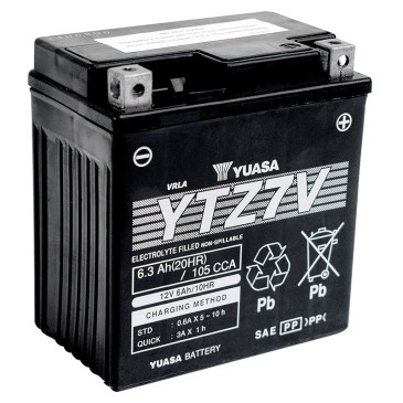 BATTERIE 12V 6 Ah YTZ7V YUASA ACTIVEE EN USINE PRETE A L'EMPLOI (Lg113xL70xH120) 5050694036781