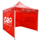 TENTE PADDOCK/BARNUM/TONNELLE P2R 2,5x2,5M ROUGE/BLANC STRUCTURE ACIER, TOILE POLYESTER OXFORD, HAUTEUR REGLABLE (AVEC CLOISONS) 3700948300190