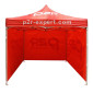 TENTE PADDOCK/BARNUM/TONNELLE P2R 2,5x2,5M ROUGE/BLANC STRUCTURE ACIER, TOILE POLYESTER OXFORD, HAUTEUR REGLABLE (AVEC CLOISONS) 3700948300190
