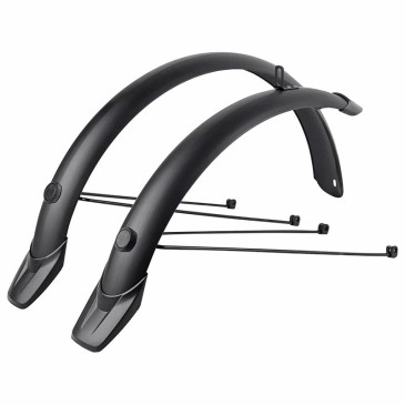 GARDE BOUE TRINGLES 20'' EUROFENDER TEMPO ARRONDI 58mm NOIR MAT (PAIRE) AVEC FIXATION DOUBLES TRINGLES AMOVIBLES NOIRES 3700948305058