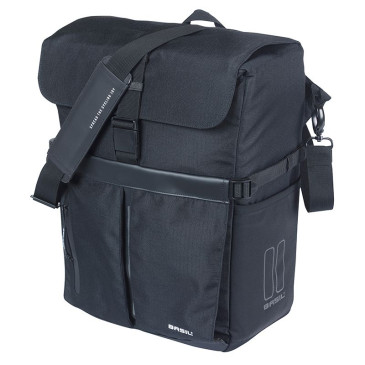 SACOCHE ARRIERE VELO LATERALE SAC BANDOULIERE BASIL MOVE COMMUTER NOIR DROIT/GAUCHE 15L FIXATION MIK STUDS POUR PORTE BAGAGE 8715019184284