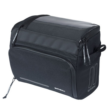 SACOCHE DE CINTRE/GUIDON VELO BASIL SPORT 7-8L NOIR GRAPHITE FIXATION CLIP COMPATIBLE BASIL ET KLICKFIX (28x20x20cm) (FIXATION KLICK FIX NON INCLUS) 8715019184345