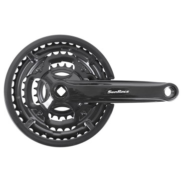 PEDALIER VTT SUNRACE 7/8V. M2C ACIER NOIR 170mm 42-34-24 AVEC PARE CHAINE FUME - BOITIER 118mm (MONTAGE ATELIER) 3700948309018