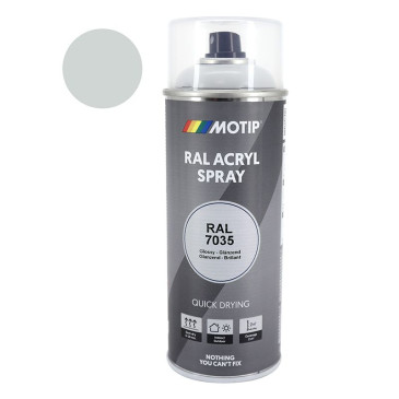 BOMBE DE PEINTURE MOTIP INDUSTRIEL GRIS CLAIR RAL 7035 SECHAGE RAPIDE (spray 400 ml) (07034) 8711347070343