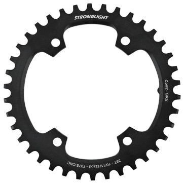 PLATEAU GRAVEL 4BRA D.110POUR SHIMANO GRX FC-RX600-RX610-RX810-RX820 STRONGLIGHT MONO ALU NOIR 38DTS - EPAISSEUR 3mm 10/11/12V. 3700223725366