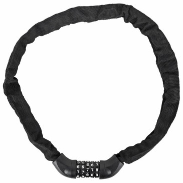 ANTIVOL VELO / TROTTINETTE CHAINE A CODE ACIER DIAM 8mm LONGUEUR 85cm NOIR - NIVEAU SECURITE 8 7427255406914